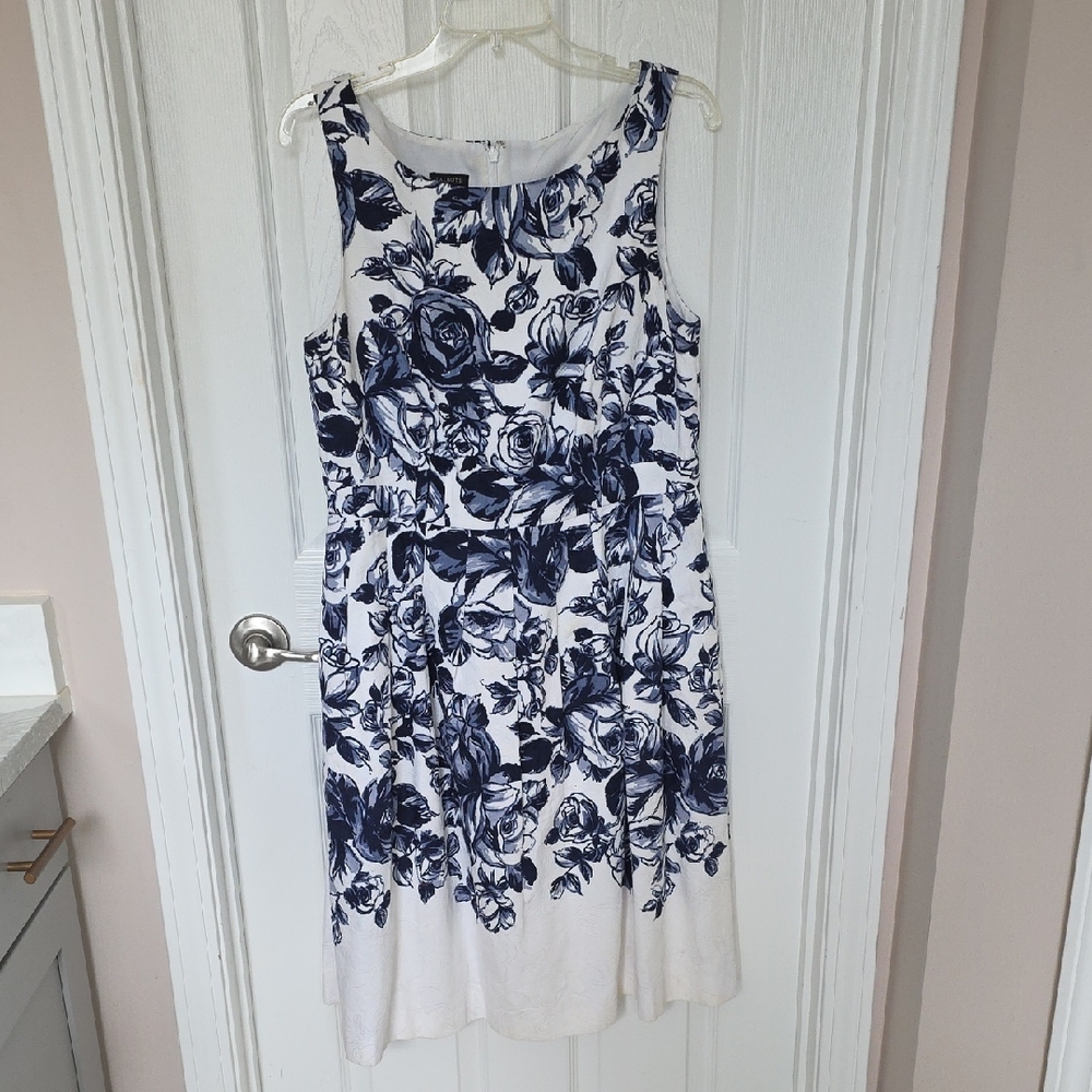 Talbots Navy Floral Midi Dress
